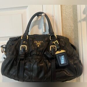 Prada Gauffre Black Leather Tote